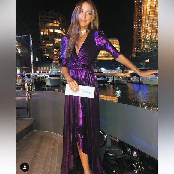 RETROFÊTE Flora V-Neck Long Dress Size: S - Picture 5 of 14